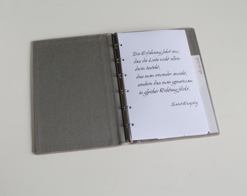 Stammbuch LEBENSBAUM mit silbernem Schrift aus Büffelleder, anthrazitgrau